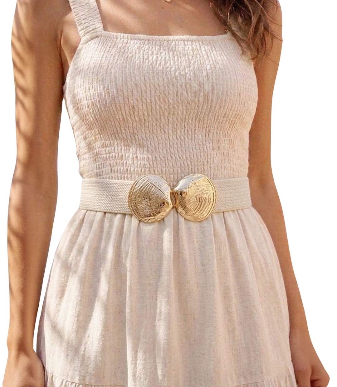 Ceinture en élasthanne et Polyester pour Femme - élégance Intemporelle - Couleur écru-1