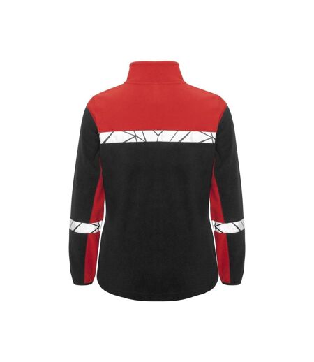 Womens/ladies Progression Full Zip Fleece Jacket Black Red Projob