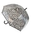 Drizzles Leopard Print Dome Stick Umbrella (Clear/Black) (One Size)