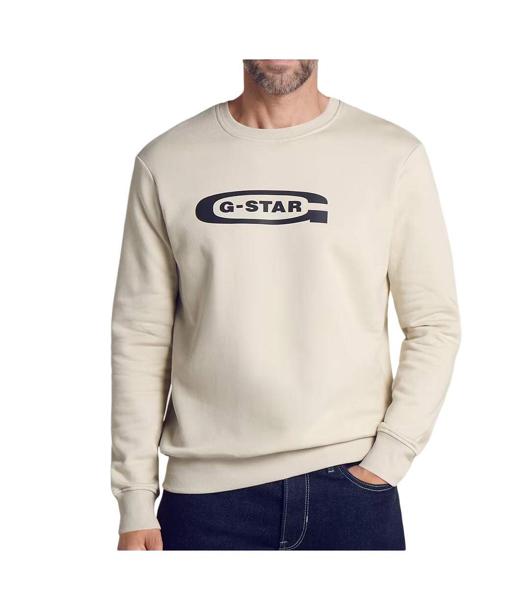 Sweat beige/noir homme g-star raw old skool-1