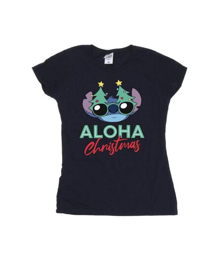 Disney T-shirt en coton Femme/Ladies Lilo And Stitch Christmas Tree Shades (Bleu marine) - UTBI25633