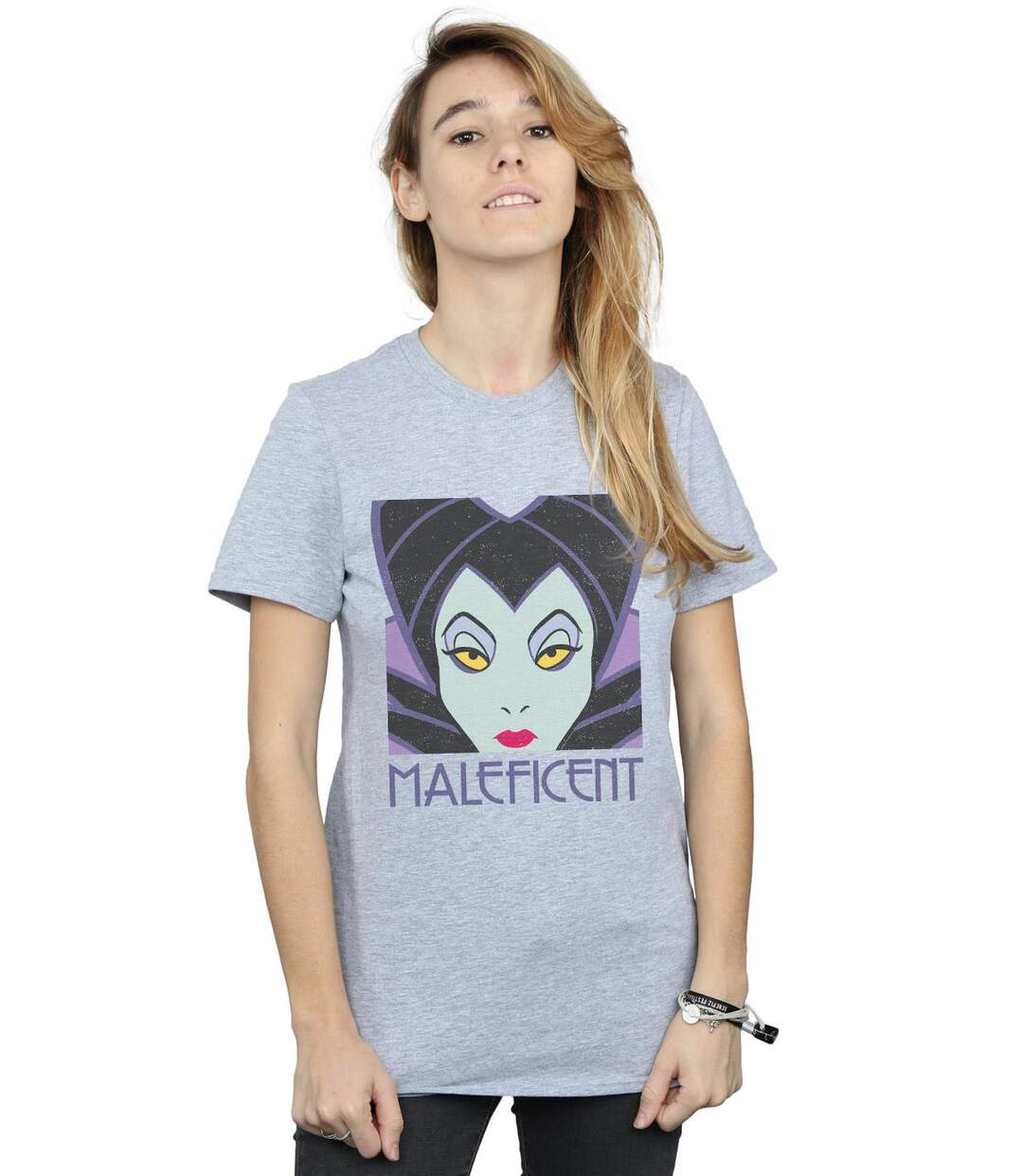 Disney - T-shirt MALEFICENT CROPPED HEAD - Femme (Gris chiné) - UTBI16688-2