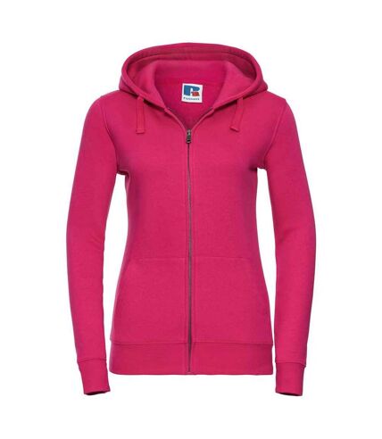 Womens/ladies authentic full zip hoodie fuchsia Russell