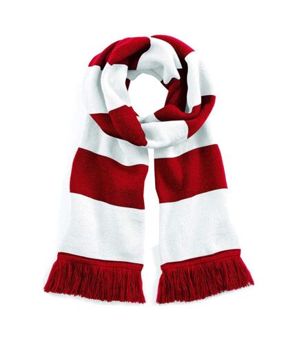 Beechfield Varsity Unisex Winter Scarf (Double Layer Knit) (Classic Red / White) (One Size)
