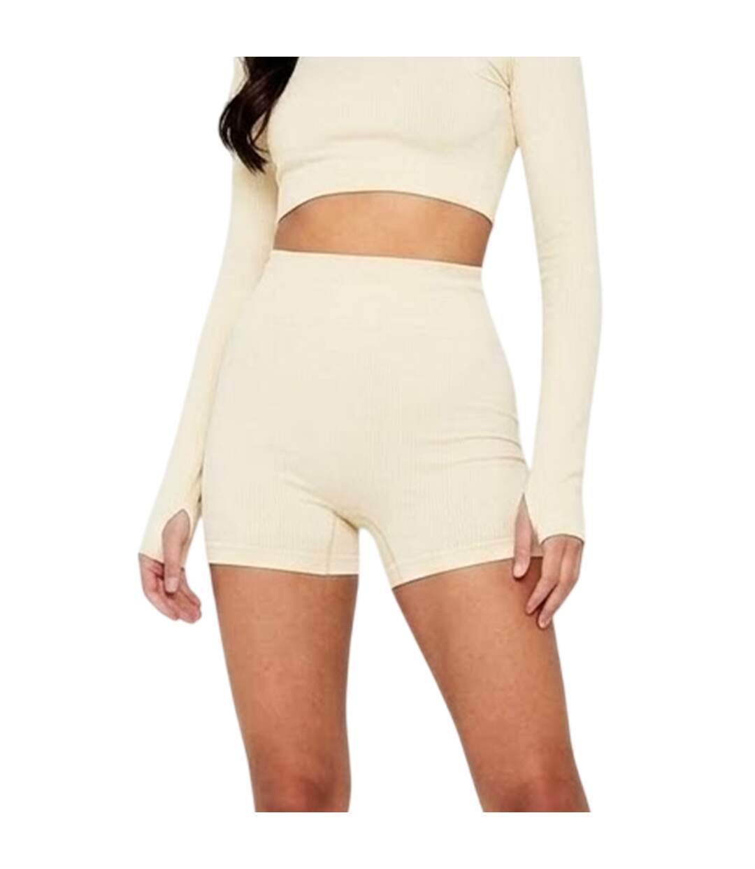 Womens/ladies Ruched Cycling Shorts Cream Missy Empire-2