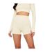 Womens/ladies Ruched Cycling Shorts Cream Missy Empire-2