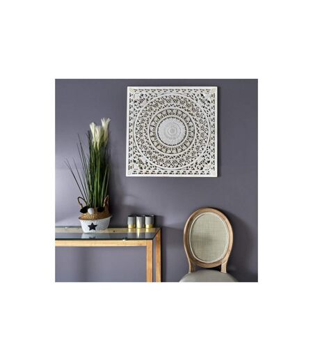 Décoration Murale en Bois Moulure 80cm Blanc