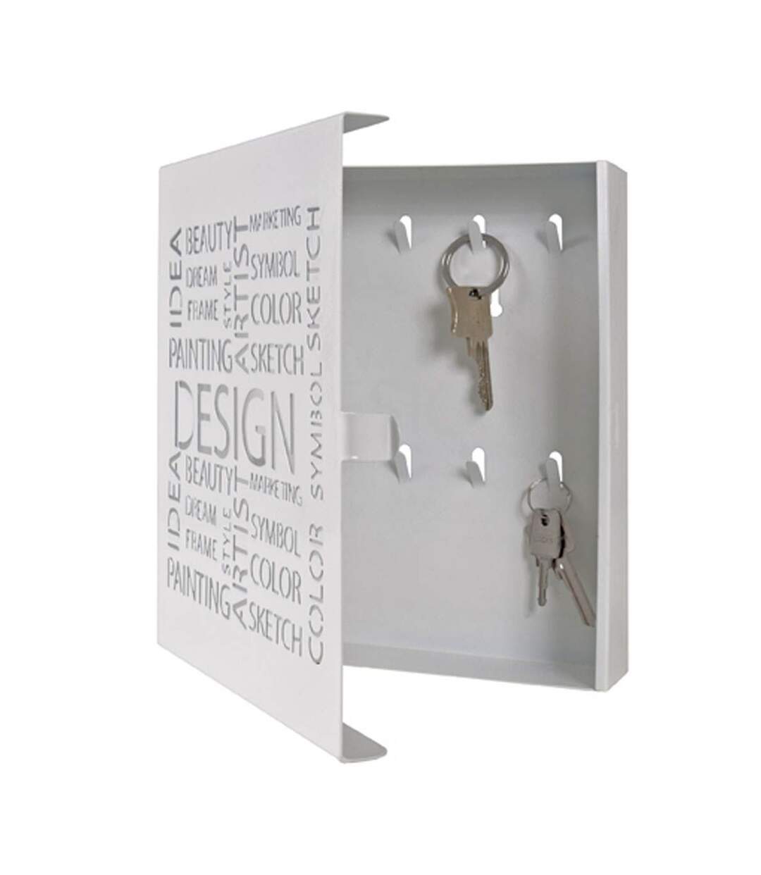 Boîte à Clés Métal Design 24cm Blanc-2