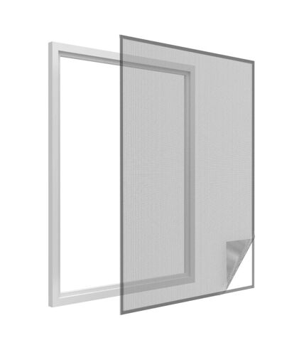 Moustiquaire fenêtre anthracite 28g/m² bande auto-agrippante 9,5 mm (Lot de 2)