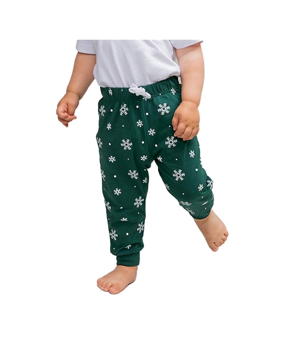 Pantalon De Jogging Motif/style Flocons De Neige Bébé Vert Bouteille Blanc Larkwood-1