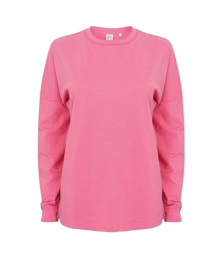 SF Unisex Adult Slogan Drop Shoulder Long-Sleeved T-Shirt (Bright Pink)