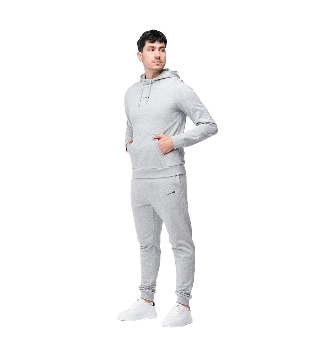 Sweat À Capuche Style Logo Iben Homme Gris Clair Chiné Iguana-1