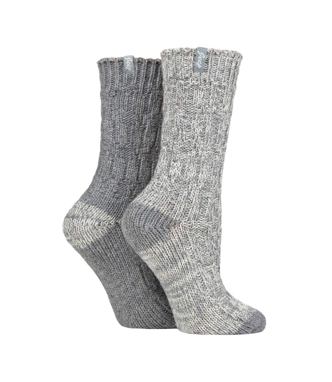 Women's 2-Pack Wool Outdoor Boot Socks | Ribbed Hiking Knit Socks-3