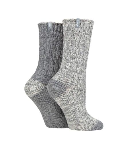 Women's 2-Pack Wool Outdoor Boot Socks | Ribbed Hiking Knit Socks