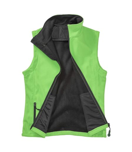 Womens/ladies Softshell Body Warmer Vivid Green Black Result