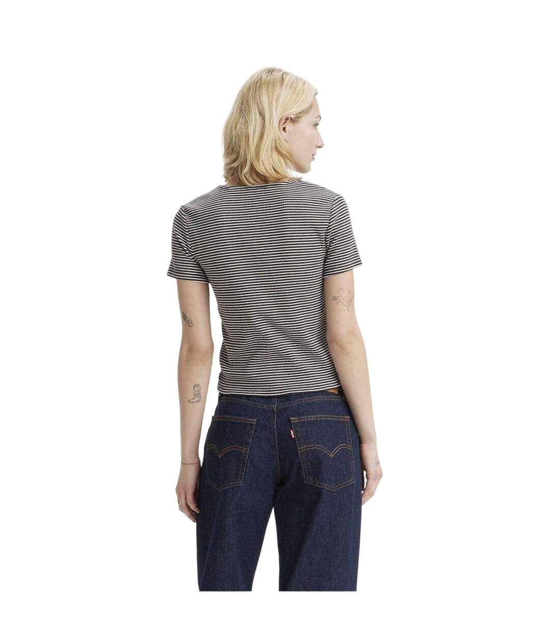 Womens/ladies Striped T-shirt Vanilla Levis-3