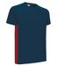T-shirt bicolore - Unisexe - réf THUNDER - bleu marine et rouge