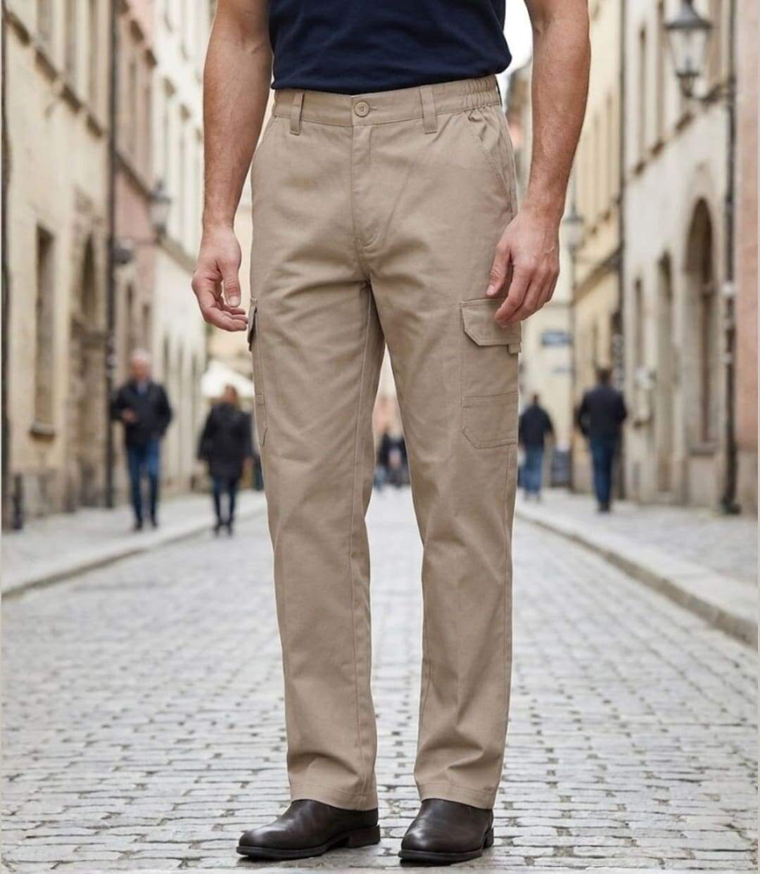 CHALLENGER VALLON1 — Pantalon cargo beige : aisance et robustesse en coton twill-5