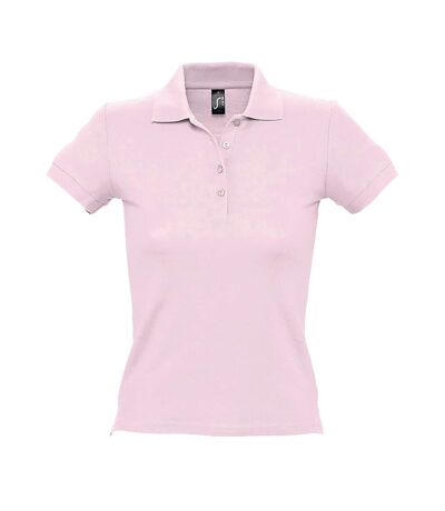 SOLS Womens/Ladies People Pique Short Sleeve Cotton Polo Shirt (Pale Pink)