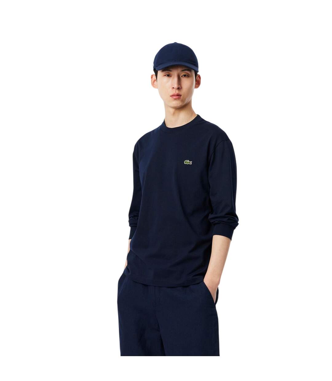 T-shirt Manches Longues Motif/style Imprimé Crocodile Homme Bleu Marine Lacoste-1