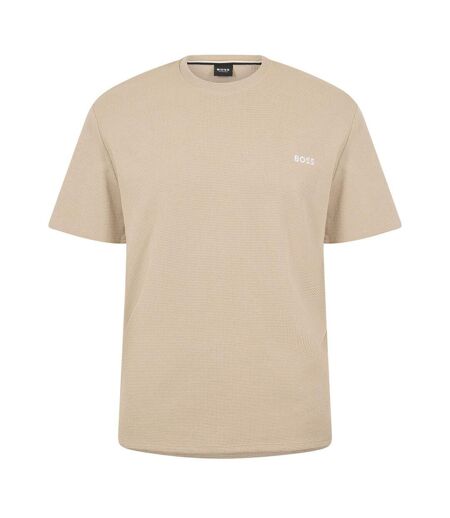 Mens Waffle Knit Pyjama Top Beige Boss