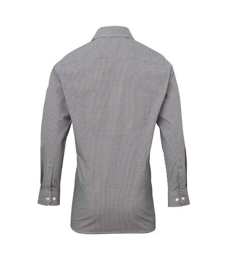 Premier Mens Microcheck Long Sleeve Shirt (Black/White) - UTRW5526