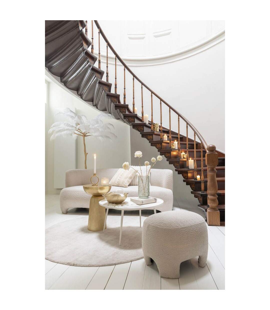 Tapis Déco Rond Fabian 150cm Beige-4