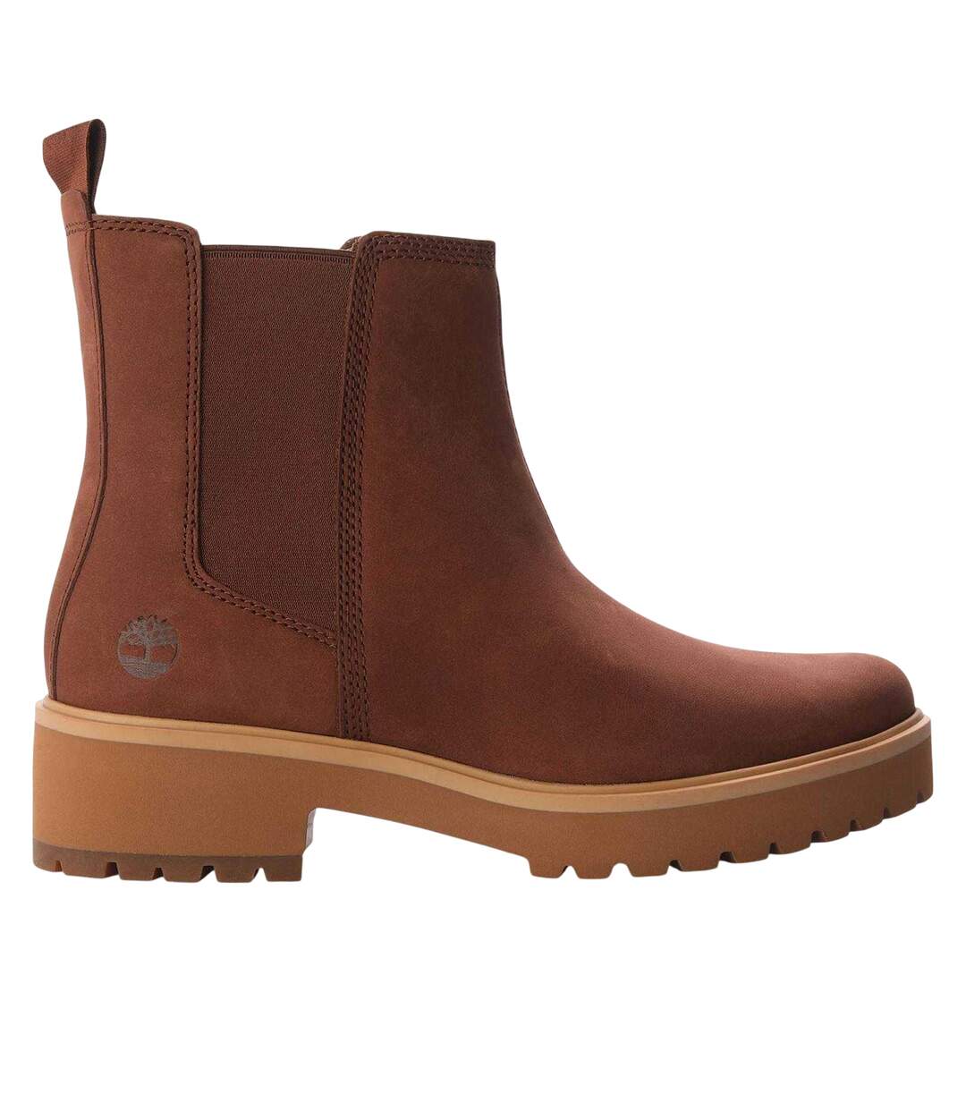 Womens/ladies Cool Leather Block Heel Chelsea Boots Brown Timberland-1