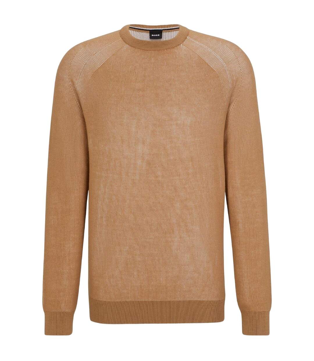 Mens Fine Knit Raglan Jumper Medium Beige Boss-1