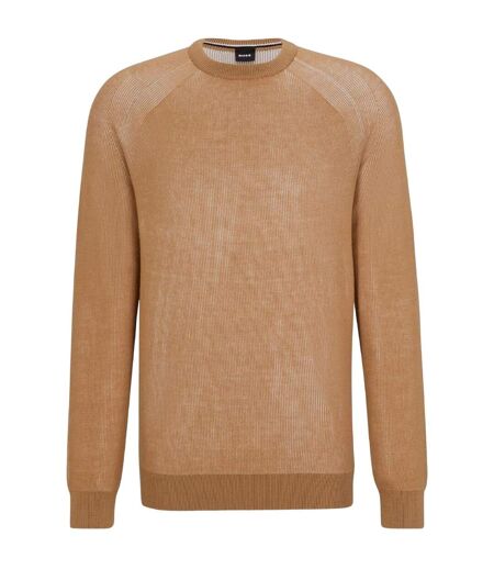 Mens Fine Knit Raglan Jumper Medium Beige Boss