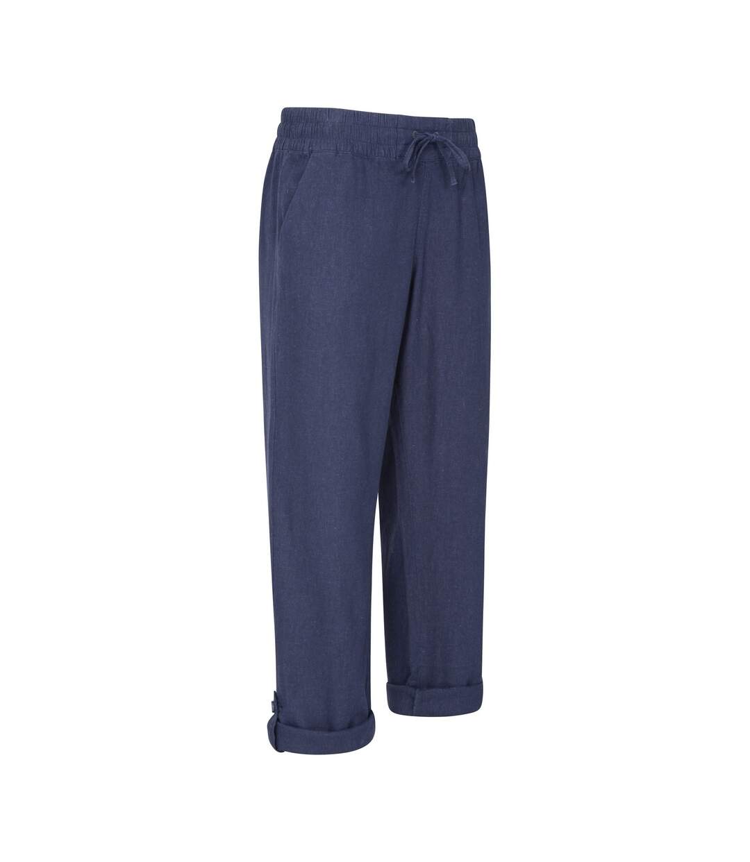 Womens/ladies Breeze Linen Blend Trousers Navy Mountain Warehouse-4