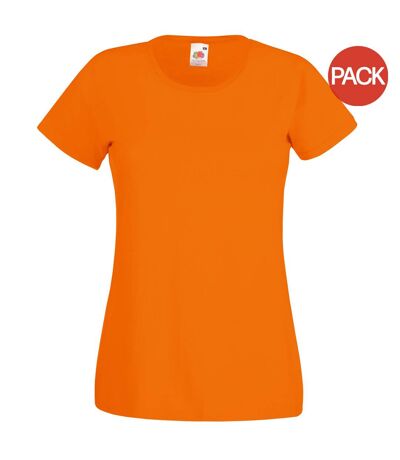 Ladies/womens lady-fit valueweight short sleeve t-shirt pack orange Fruit of the Loom