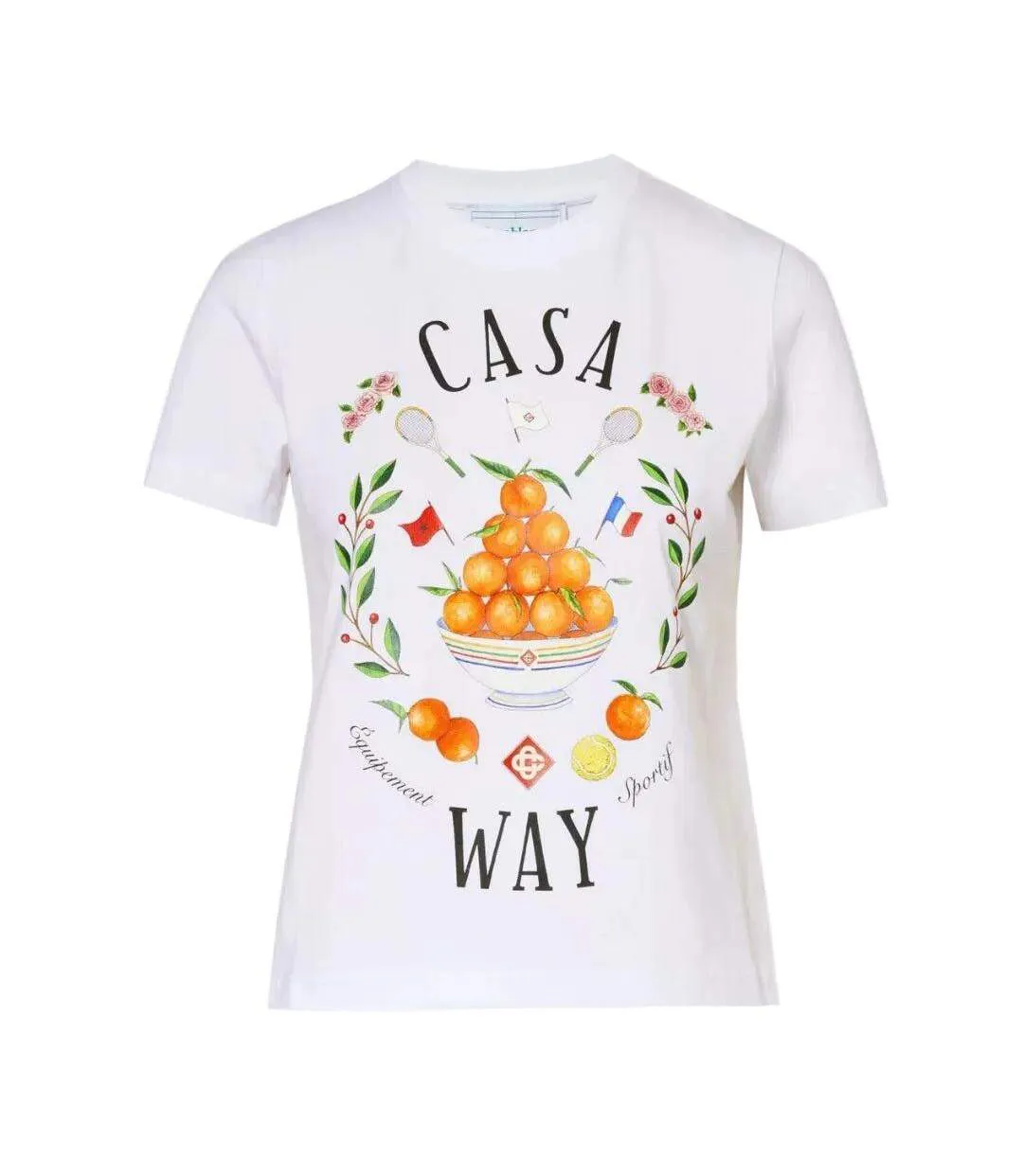 Womens/ladies Casa Way Printed Fitted T-shirt White Casablanca-1