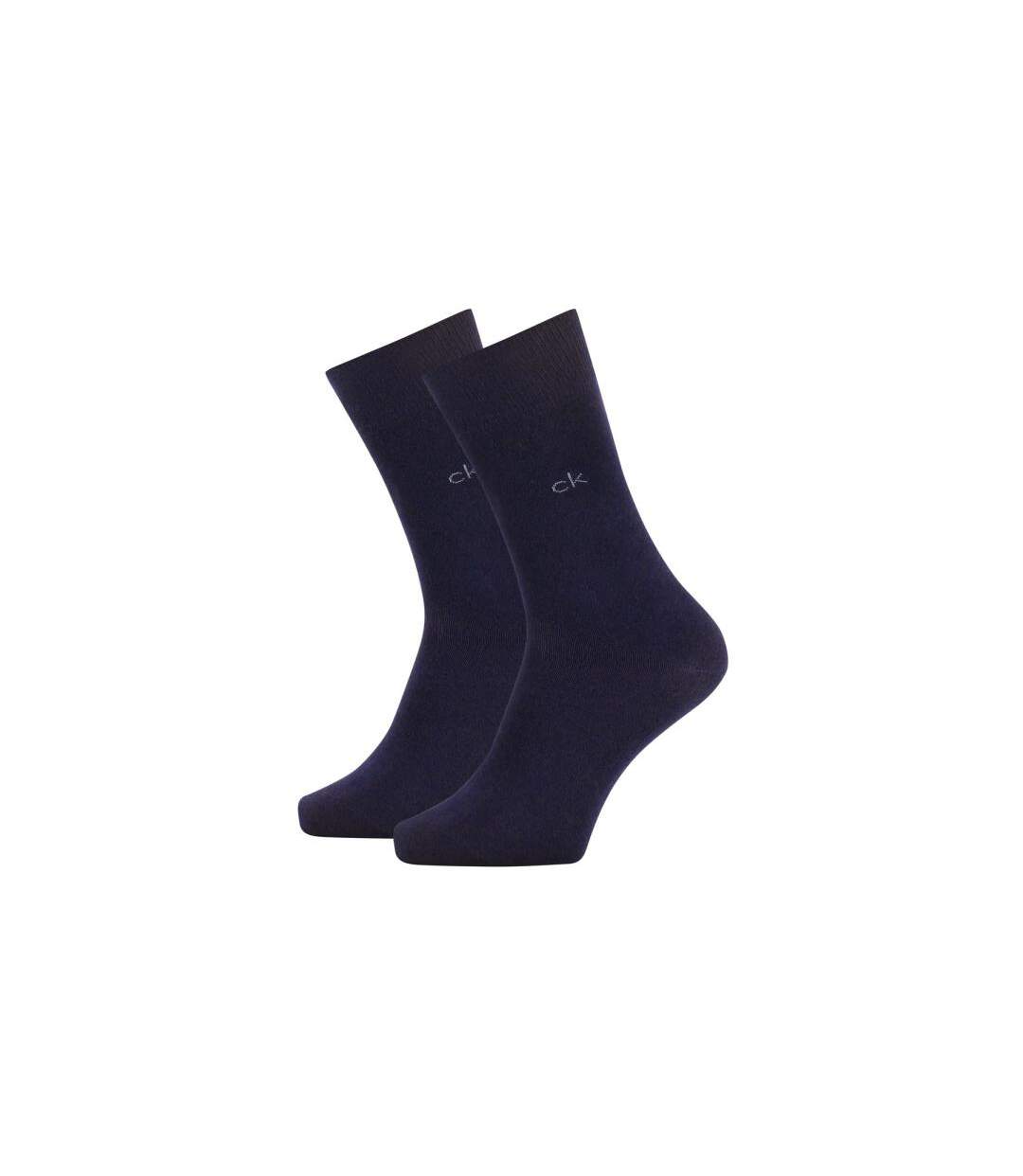 CALVIN KLEIN Lot 2 paires de Chaussettes Homme Coton CASUAL FLATKNIT Marine-2