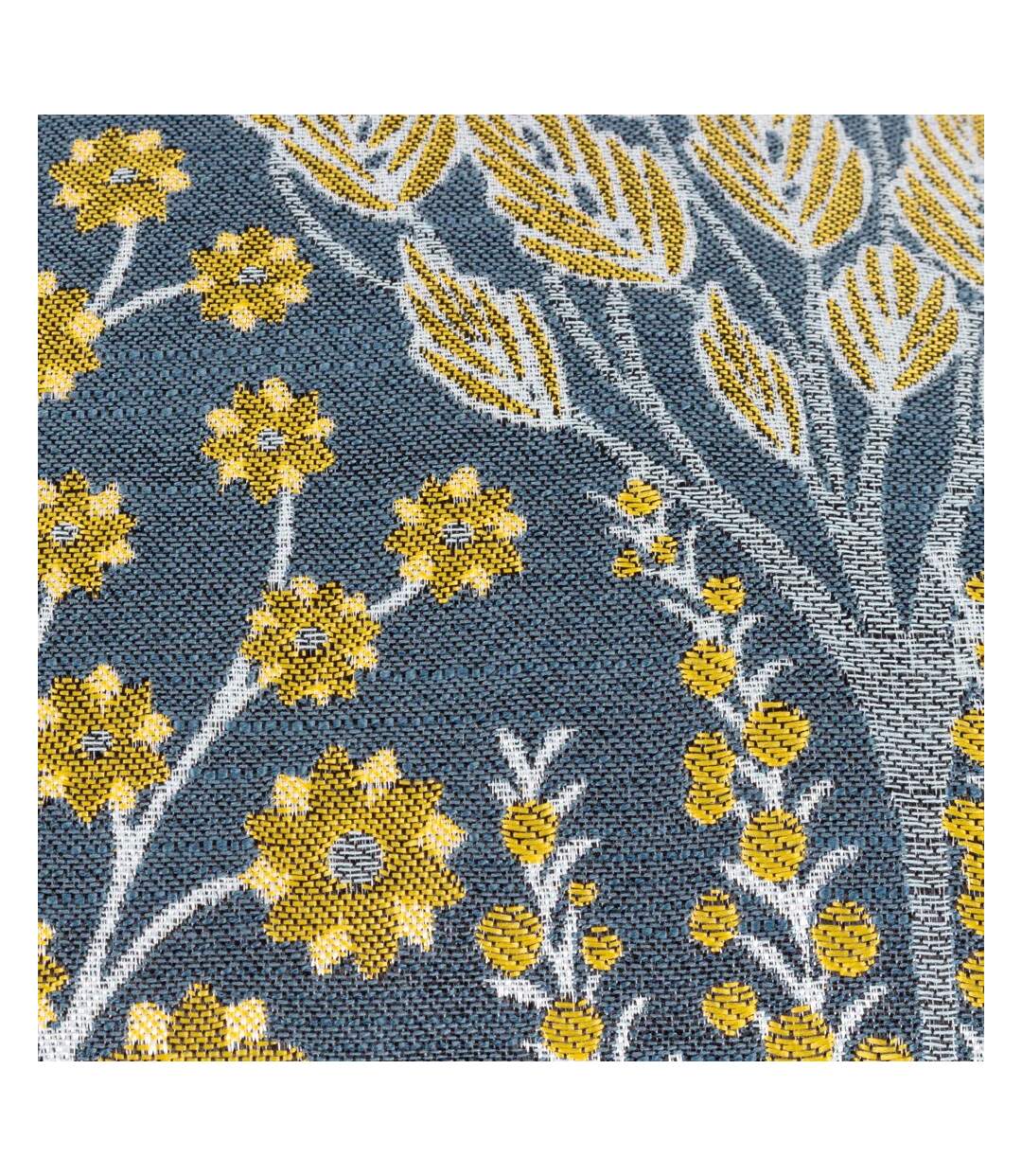 Ophelia jacquard floral cushion cover 50cm x 50cm blue/saffron Wylder-3