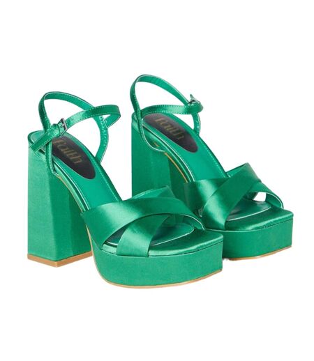 Womens/ladies olivia high block heel sandals green Faith