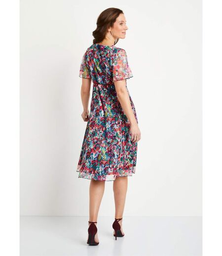Robe courte dentelle fleurie évasée
