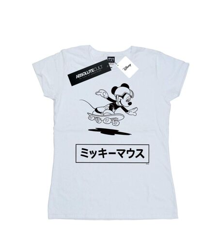 Disney T-shirt en coton Femme/Femme Mickey Mouse Skating (Blanc) - UTBI51625