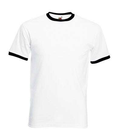 Fruit Of The Loom Mens Ringer Short Sleeve T-Shirt (White/Black)