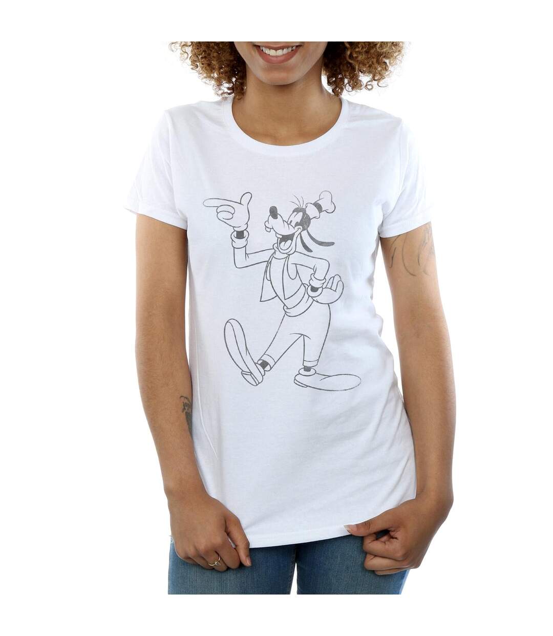Disney T-shirt en coton classique Goofy pour dames et messieurs (Blanc) - UTBI31027-3