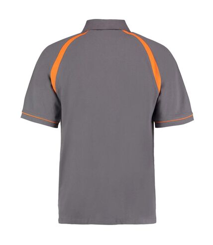 Kustom Kit Oak Hill Mens Short Sleeve Polo Shirt (Charcoal/Orange)