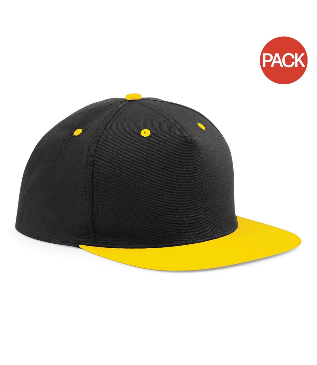 Lot de 2  casquettes adulte noir/jaune Beechfield-1