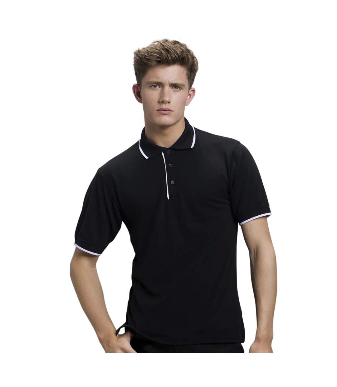 Polo à manches courtes  essential pour homme noir/blanc Kustom Kit-2