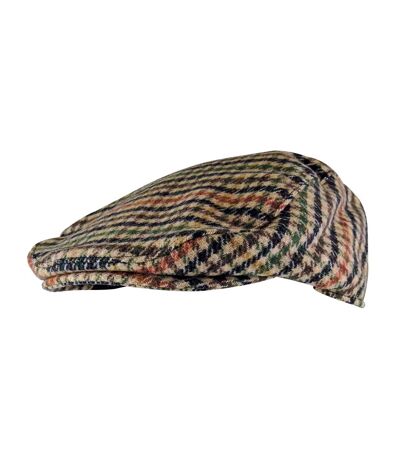 Mens Vintage Houndstooth Plaid Wool Blend Newsboy Flat Ivy Cap Hat - L/XL