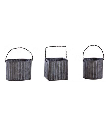 Minis cache-pots assortis en métal galvanisé ondulé (Lot de 3)