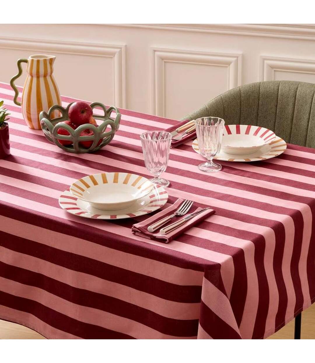 Lot de 6 Assiettes Plates Cheri 26cm Rouge-3