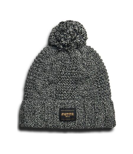 Bonnet noir chiné femme  superdry cable knit beanie