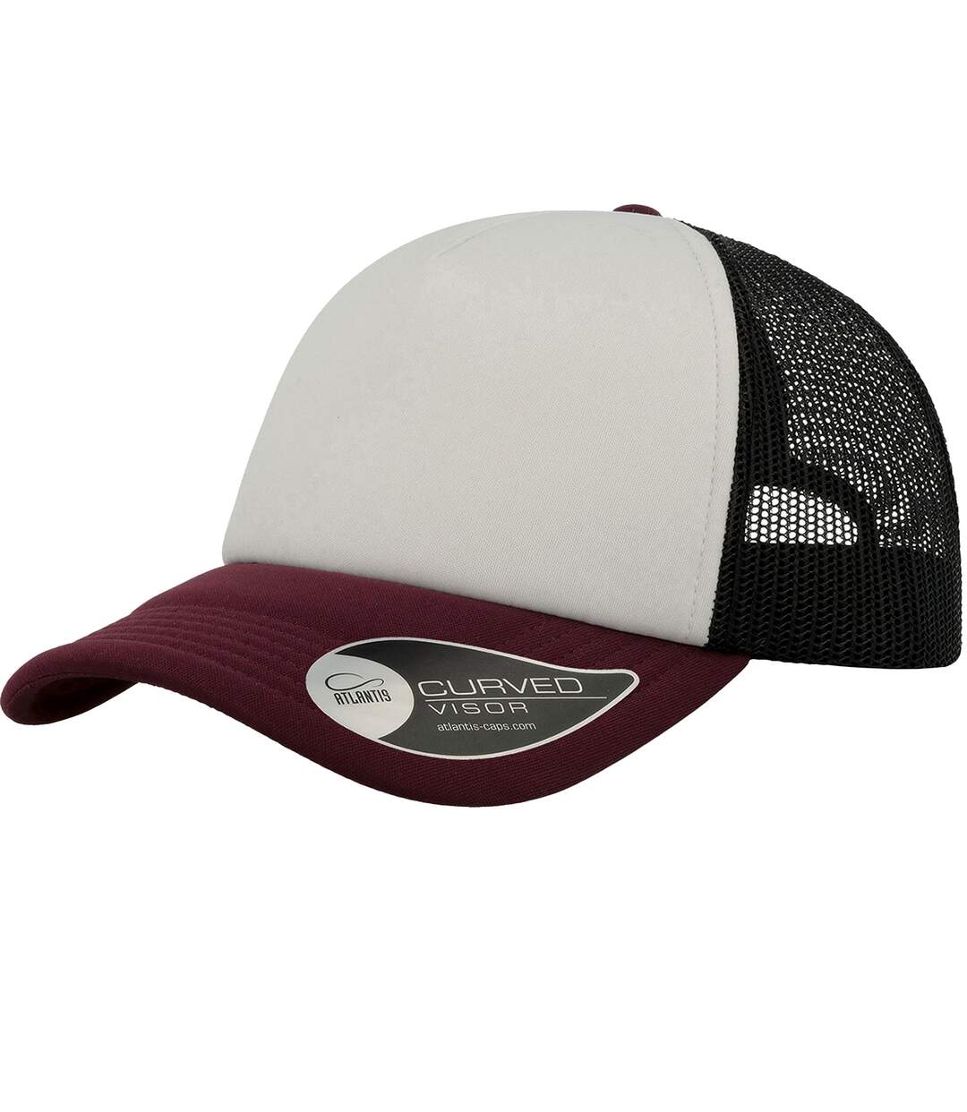 Casquette trucker rapper adulte blanc / noir / bordeaux Atlantis-1