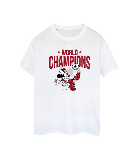 Disney Femmes/Les femmes Minnie Mouse World Champions Coton Boyfriend T-Shirt (Blanc) - UTBI38638