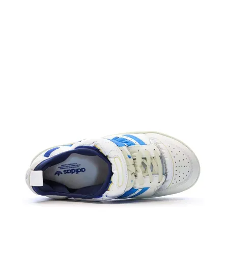 Baskets blanches/bleu homme adidas puffylette